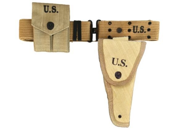 M1936 Canvas Pistol Belt with M1911 Canvas Colt Holster and Colt Magazine Pouch