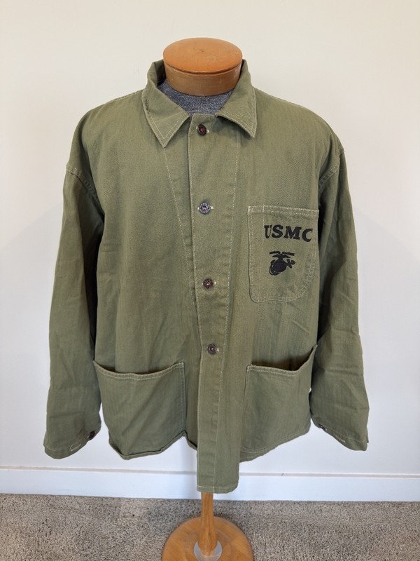 WWII WW2 SM Wholesale USMC M1943 P41 HBT Shirt The Pacific Overrun Size Large 48