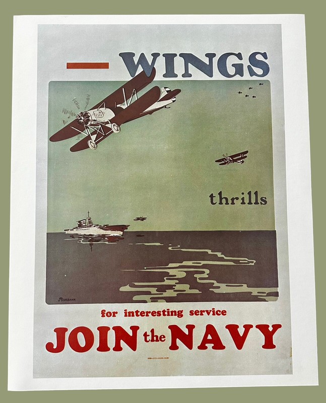 WWII Recruitment Poster WINGS For Interesting Service Join the Navy (16″ x 20″)