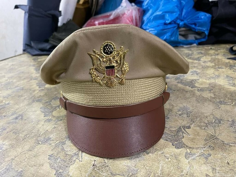 USA Cap Hat – Military Air force Officers Khaki Crusher Visor Hat Cap – USA CAP