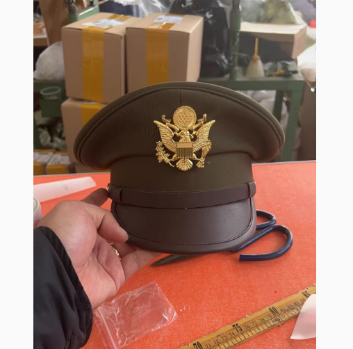 US Army Air Corps Force Military Hat Officer Wide Brim Eagle Badge Hat Cap XL gallery