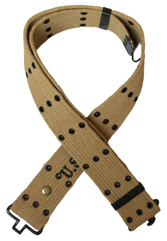 U.S. Army Original WWII M1936 Webbing Canvas Pistol Belt Reproduction Khaki gallery