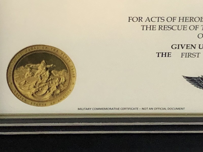 GOLD LIFESAVING COMMEMORATIVE MEDAL CERTIFICATE ~ Type 1 w/Printing gallery