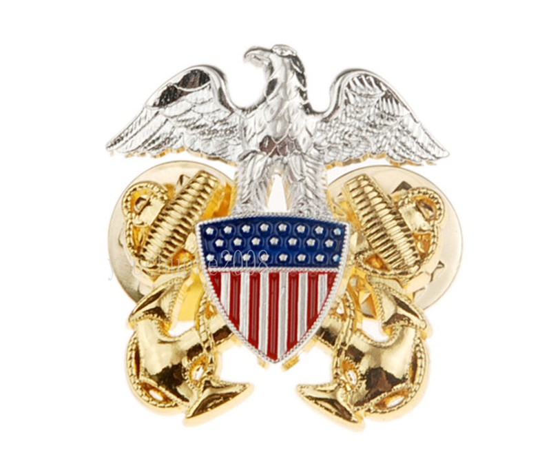 WWII US Army Officer Shoulder Eagle Small Badge Insignia Pin Silver-US145