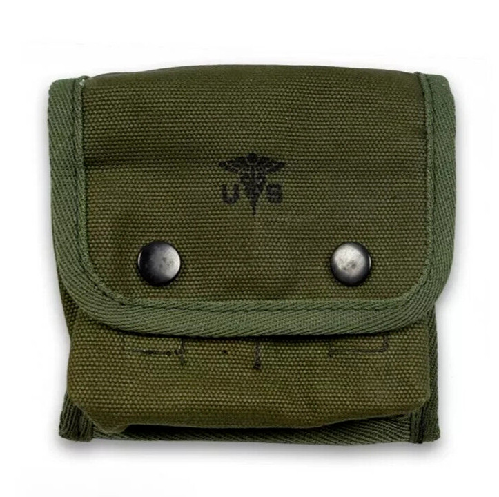 WITH ICON WW2 US ARMY M2 JUNGLE OLIVE CANVAS FIELD FIRST AID KIT POUCH