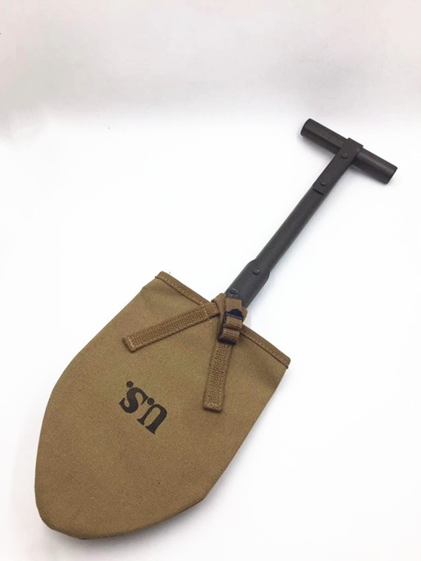 WW2 US ARMY USMC M1910 T-HANDLE SHOVEL Length 53cm With Khaki Cover gallery