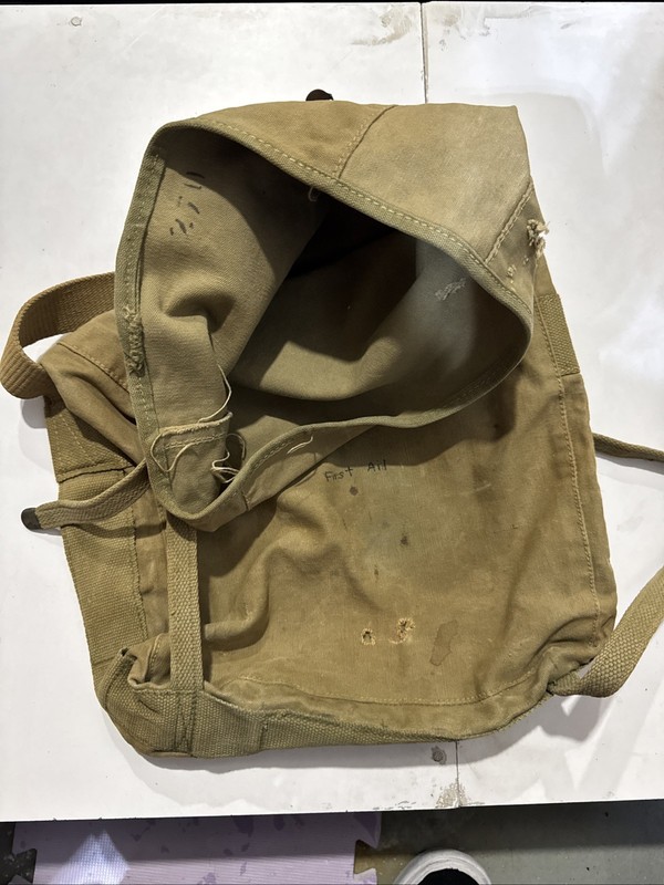 WW2 US M1941 Cargo Pack Canvas Bag Knapsack Haversack First Aid Stencil USMC Use