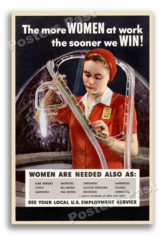 “Women at Work” 1943 Vintage Style World War 2 Poster – 24×36