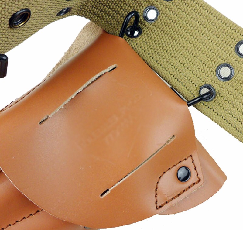 WWII US Army M1912 Pistol Belt W/ M1911A1 M1911 M1916 Leather Case Bag gallery