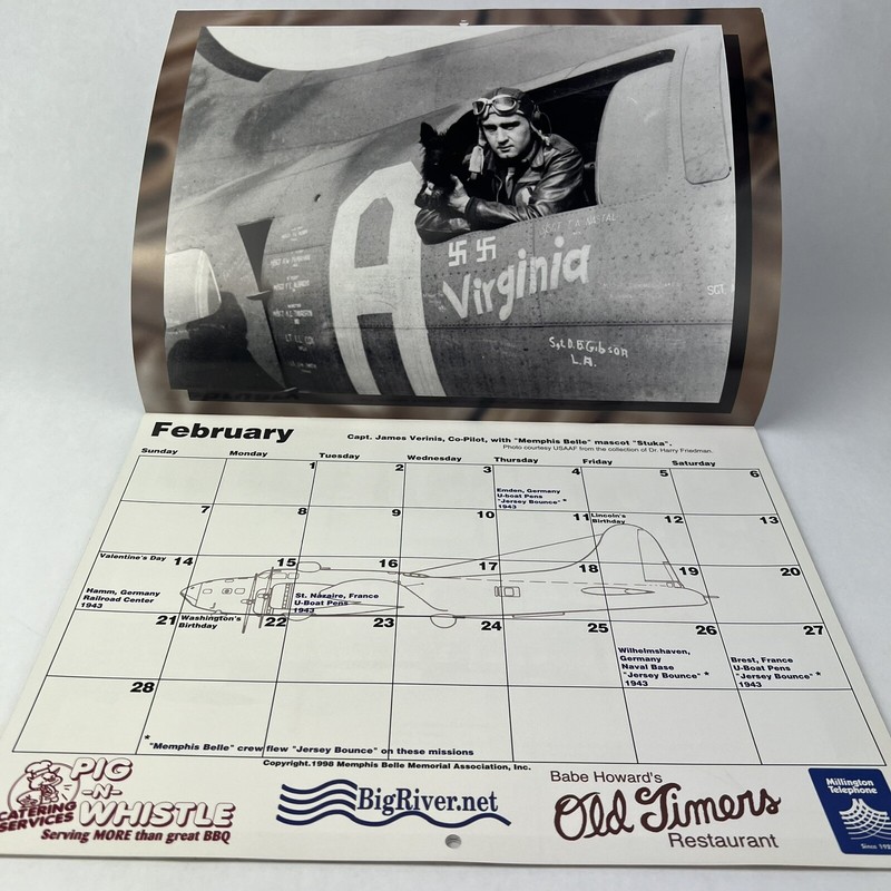 Vintage WW2 Military Plane "Memphis Belle" Flight Log Calendar UNUSED gallery