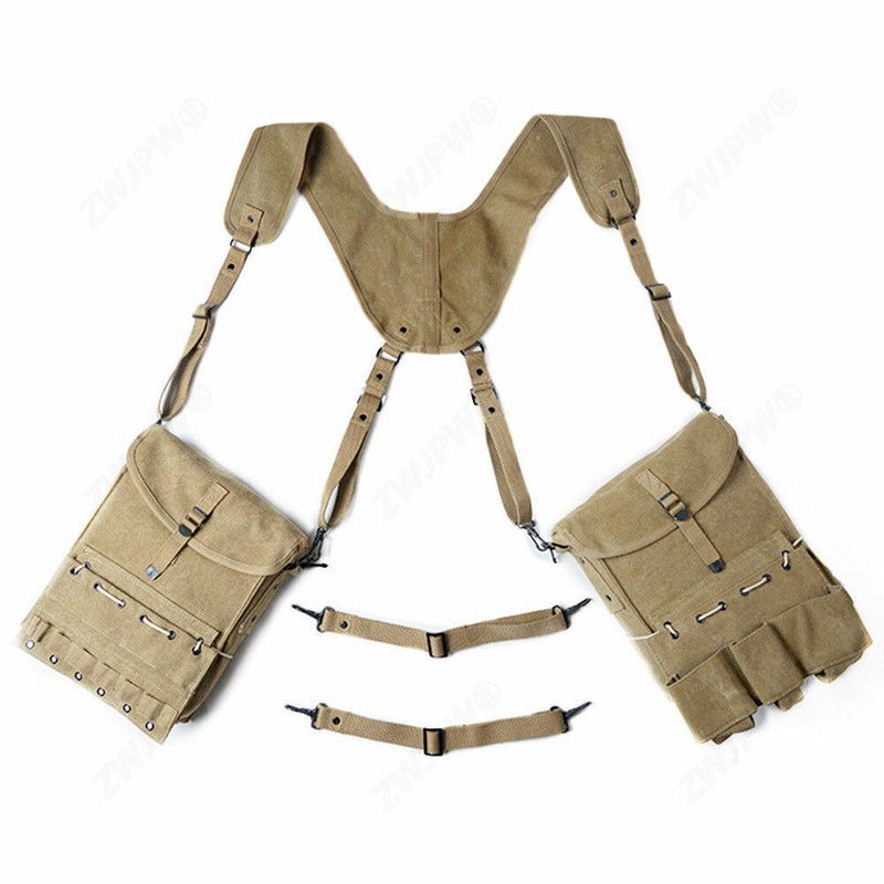 WWII WW2 US ARMY SOLDIER MEDIC CANVAS MEDICAL KIT SET - POUCH & SUSPENDER SET gallery