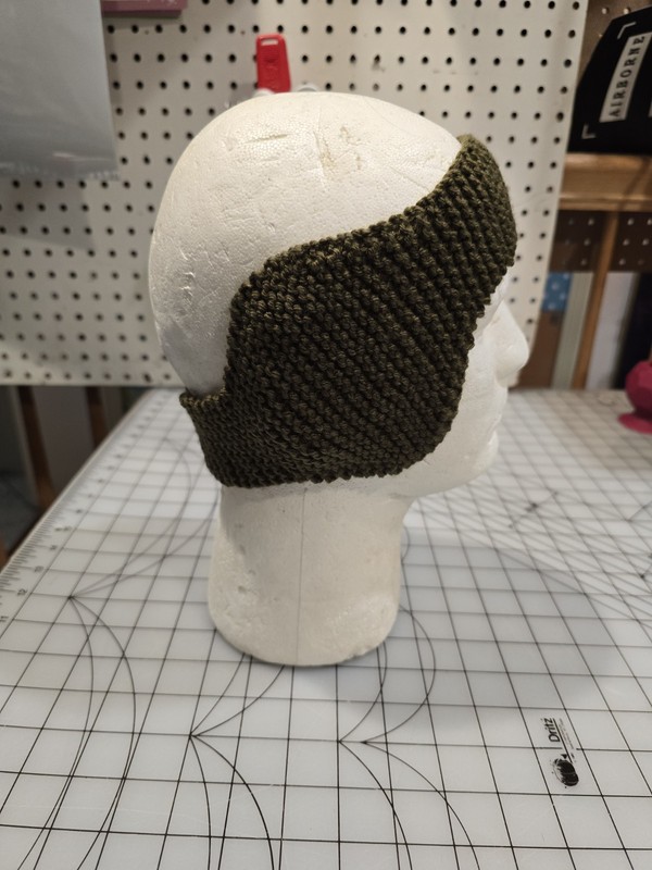 Handmade Reproduction WW2 US Army Knit Ear Muffs Olive Drab Acrylic Yarn gallery