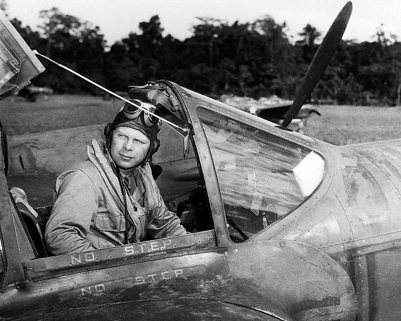 DICK BONG WWII FIGHTER ACE IN P-38 COCKPIT 8x10 GLOSSY PHOTO PRINT