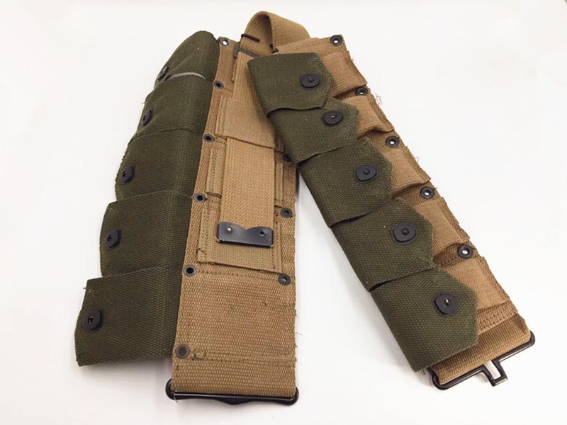 WWII US ARMY M-1923 CARTRIDGE SOLDIER Outdoor Military EQUIPMENT 10 POUCH BELT gallery