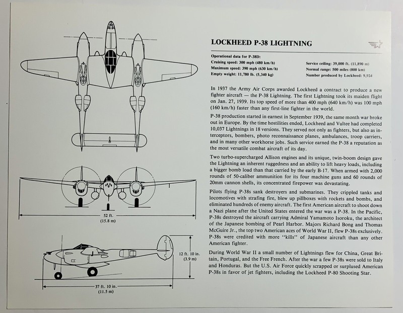 Lockheed P-38 Lightning in flight 8"x 10" Color Photo W/Tech Data On Back gallery