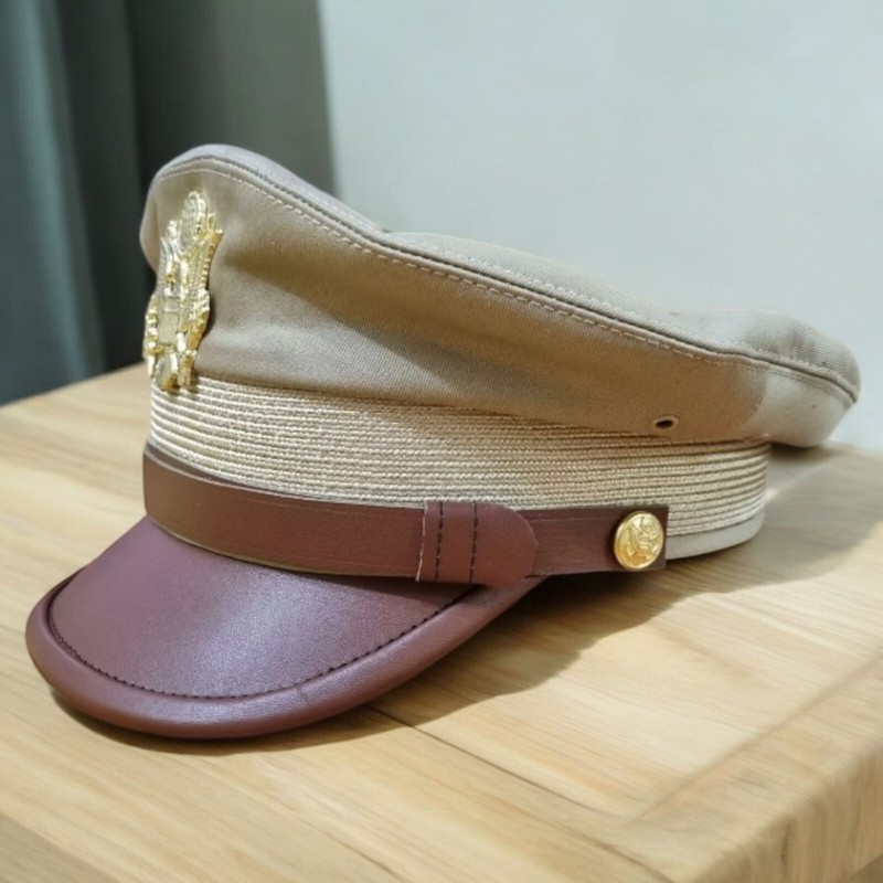 WWII US Army Officer's Khaki Summer Service Visor Cap ALL Sizes Available gallery