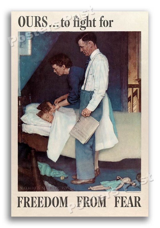 1940s “Ours . . . to fight for Freedom From Fear” WWII Historic War Poster 16×24