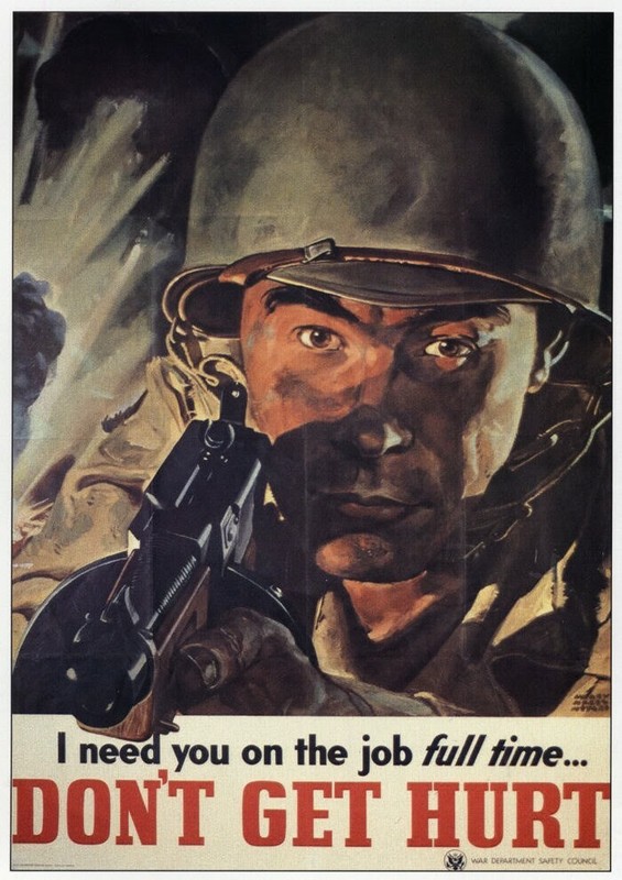 Don’t Get Hurt! Combat GI needs you on Job! WWII Mini Poster 1991 Illustration