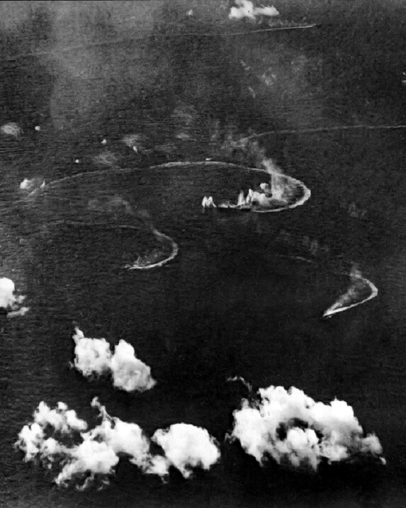 Japanese Fleet under attack by U.S. Navy Aircraft WWII 8x10 Photo 384a