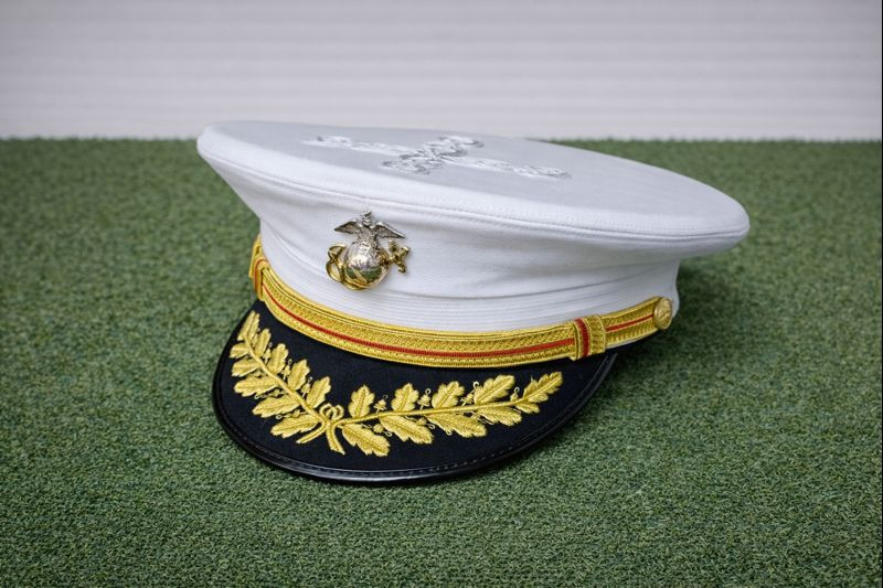 USMC Visor Crusher Cap Field Grade White Officer Service Dress Hat All Sizes gallery