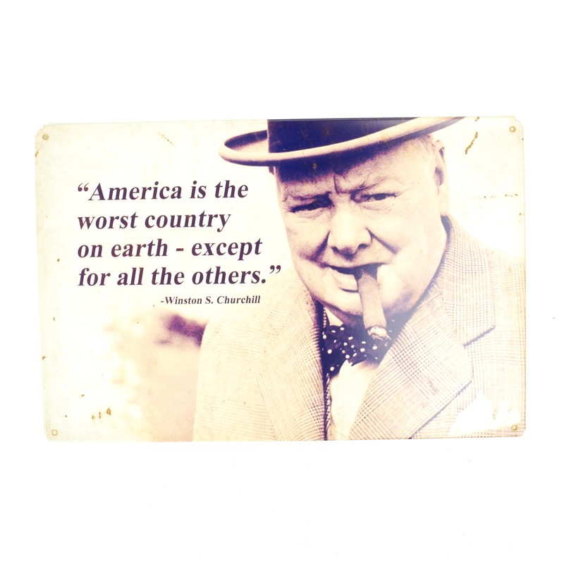 U.S. WW2 Vintage Metal Sign: Winston Churchill Quote