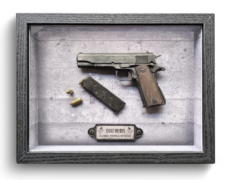 Miliscale 1:2 Scale Model Display Kit of Colt 1911 in Shadowbox