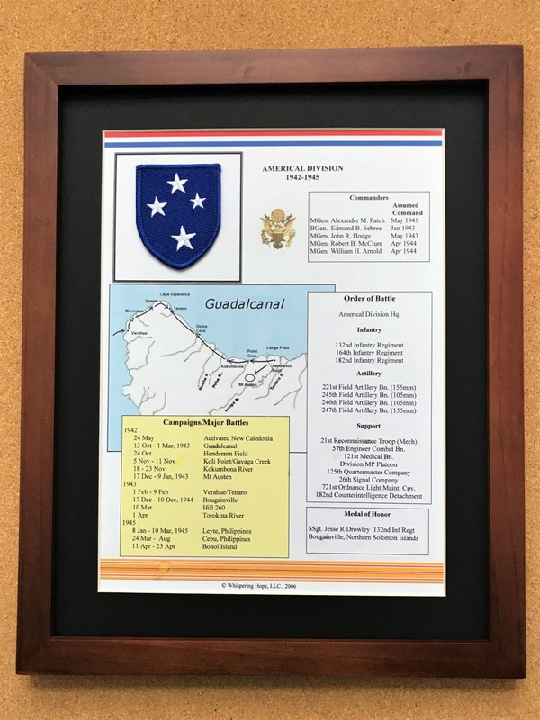 Americal Division (23rd Div) Insignia and History in World War II 11″ x 14″