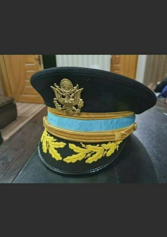 WW2 US Army Infantry Officer's Dress Blue Visor Cap W/Oak Leaf Brim WWII 1945 gallery