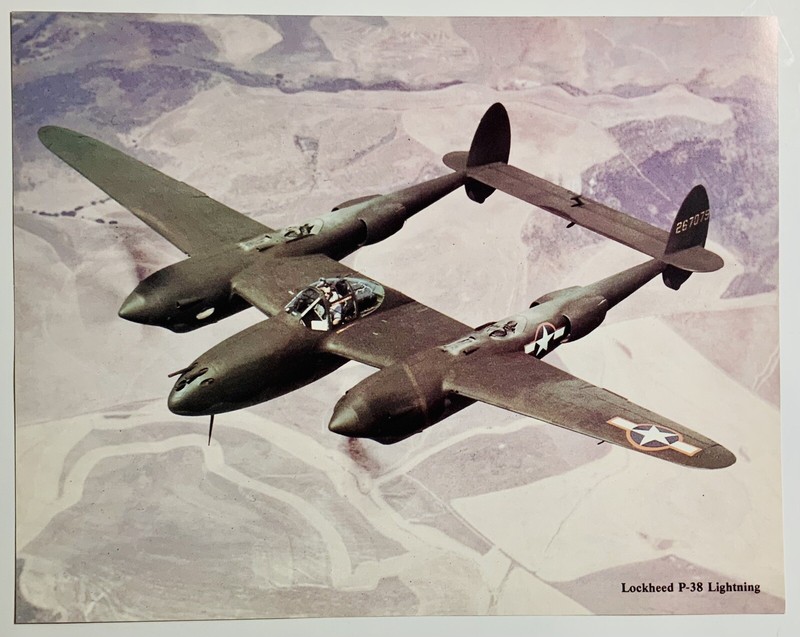 Lockheed P-38 Lightning in flight 8"x 10" Color Photo W/Tech Data On Back gallery
