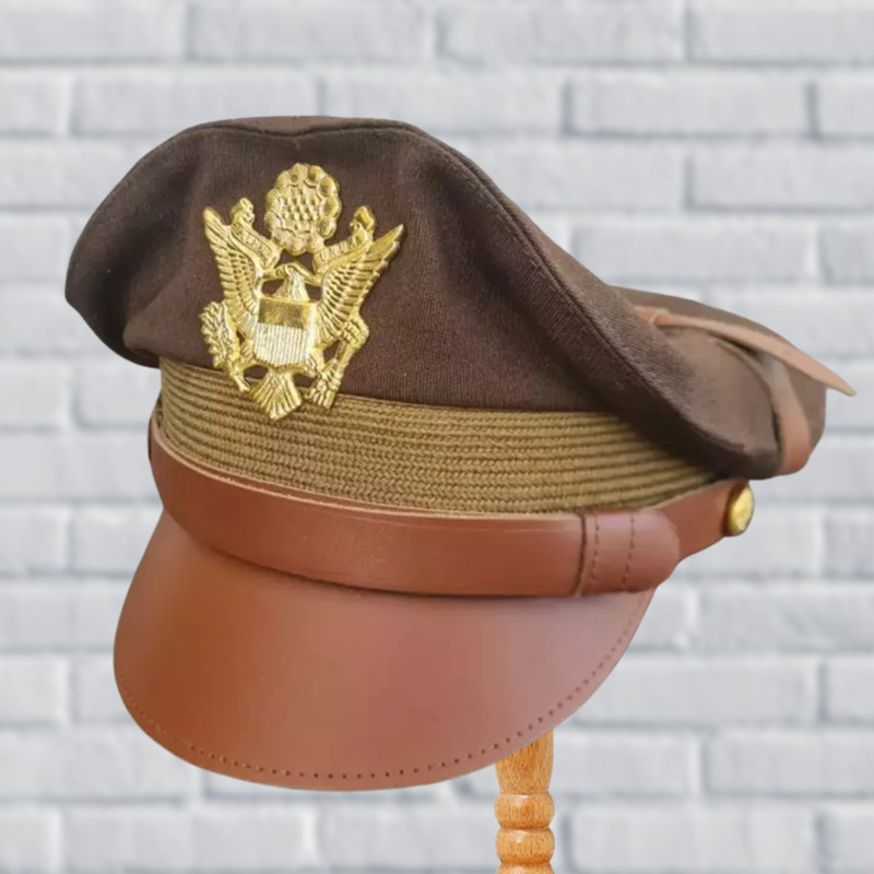 WW2 US Army Aircorps Military Officers Pilots OD Visor Crusher Hat Cap All size gallery