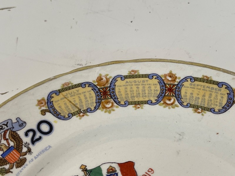 Antique “The Great World War” Peace and Justice Porcelain Calendar Plate gallery