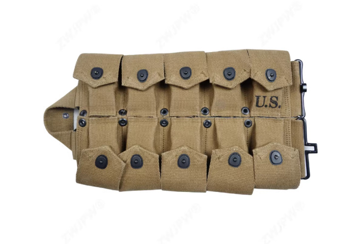 WWII U.S. Army Garland Ammo Pouch Bag Belt Ten Pack Khaki-1395 gallery