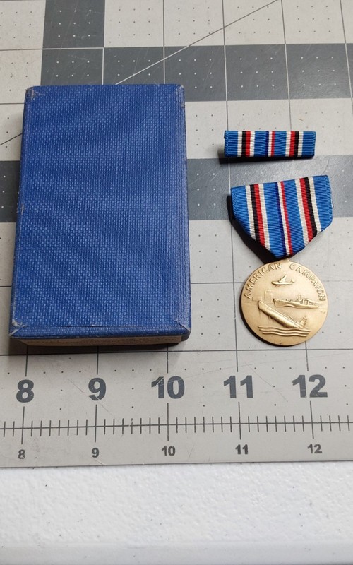 WWII Boxed US Army American Campaign Medal and Ribbon