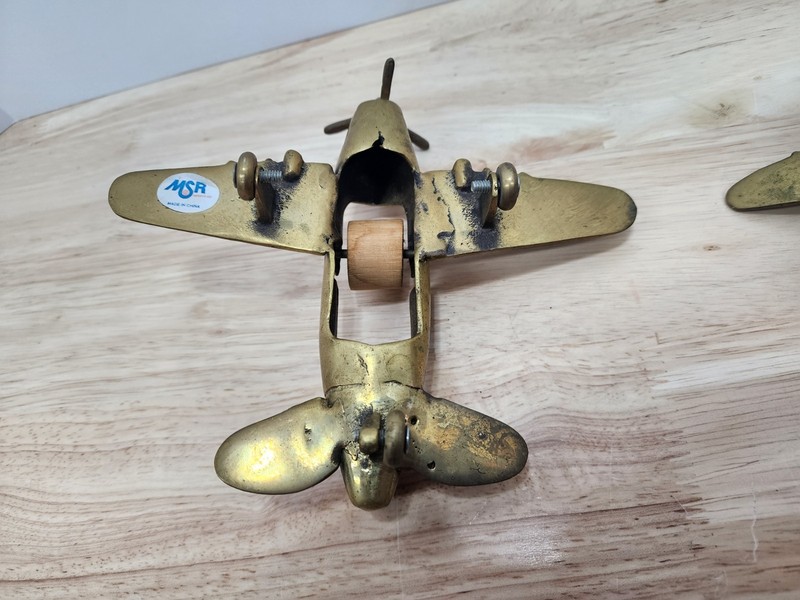 MSR Brass P-51D Mustang WW2 Fighter plane Desk Stapler & Tape Dispenser gallery
