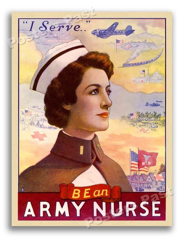 “Be an Army Nurse” 1941 Vintage Style World War 2 Poster – 18×24