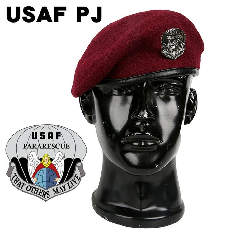 Us Air force rescue team Group Red Wool Berets USAF PJ airborne troops Military