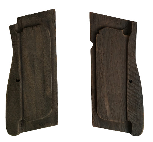 WWI WWII German Browning Hi-Power Checkered Wooden 9MM Pistol Grips-DARK gallery