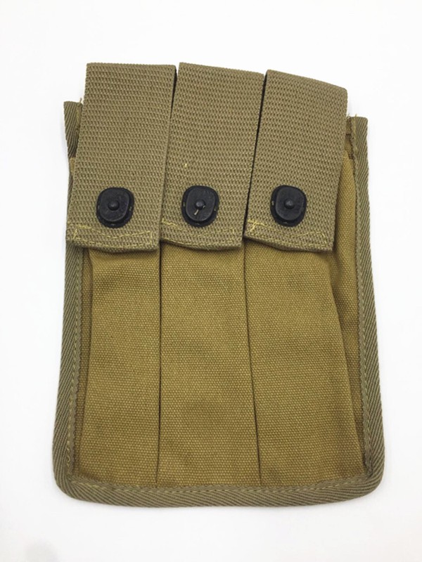 WWII US AMRY THOMPSON MAGAZINE POUCH 3 CELL 30 ROUNDS AMMO BAG