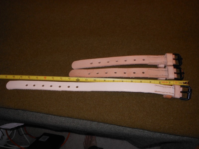 Set of 3 leather straps for Early War Pioneer Tool Rack, US, WWII, Made in AL