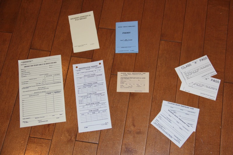 WW2 US American Soldiers paper work set, reproduction
