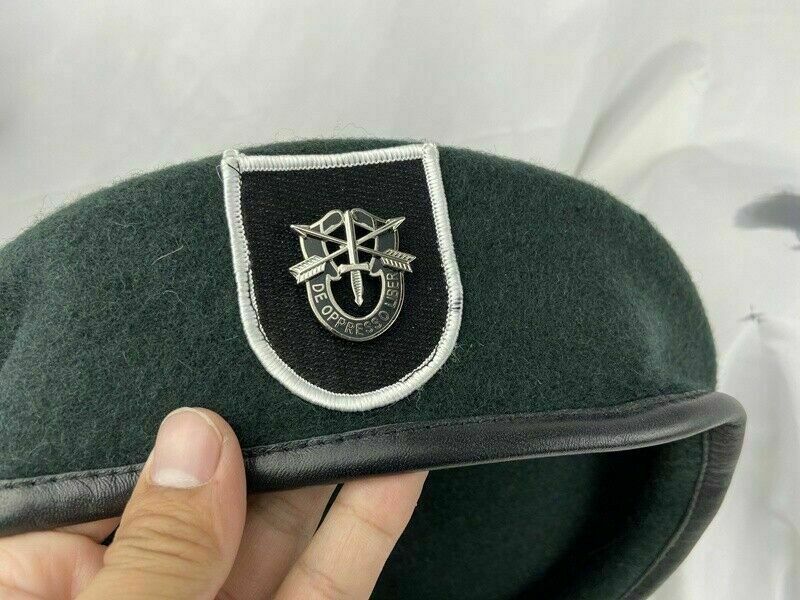 7-1/2 US ARMY 5TH SPECIAL FORCES GROUP BLACKISH GREEN COLOUR BERET CAP HAT gallery