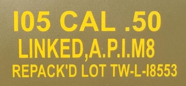 U.S. WWII .50 Cal. Ammo Box Stencil, – Stencil 005
