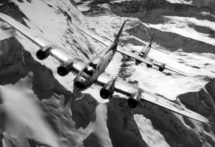 Boeing B-17 Flying Fortress Fifteenth Air Force over Alps WWII 13×19 Photo 579a