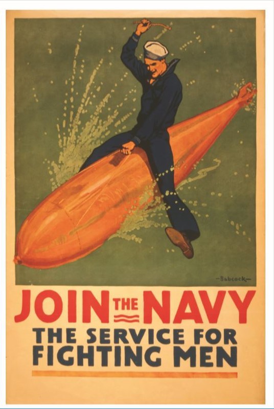 Join the Navy service for fighting men – Vintage WW2 Art Print POSTER