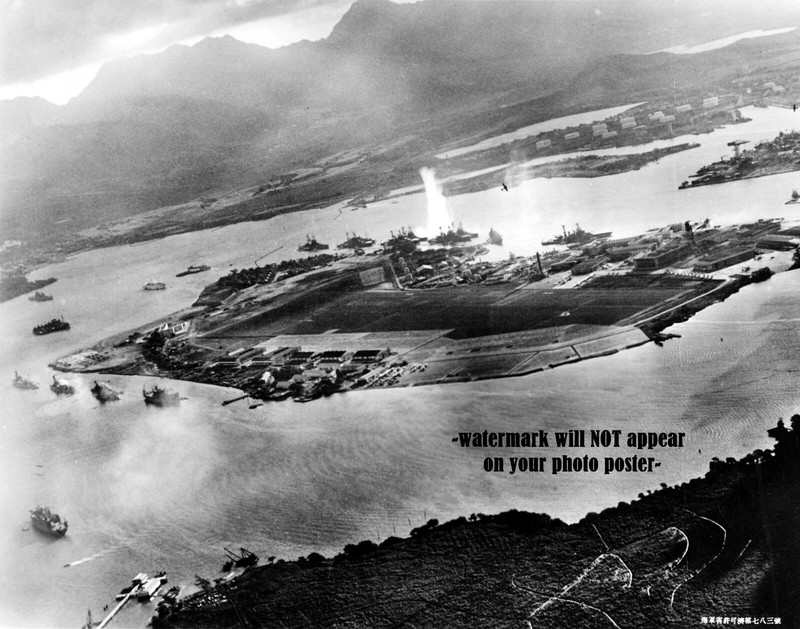 11x14 Pearl Harbor Attack Action PHOTO Poster Japanese Attack Battleship Row