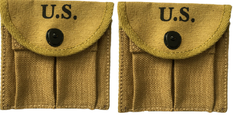 US WWII M1 Carbine Khaki Canvas Ammo Pouches Set of 5 Military Reproduction gallery