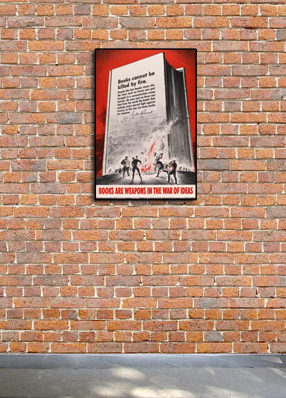 1940s “Books Are Weapons” Book Burning WWII Propaganda War Poster - 16x24 gallery