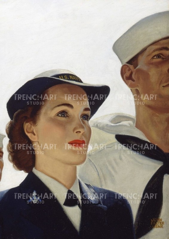 WWII Propaganda Poster print girl army uniform vintage machine gun sailor plane gallery