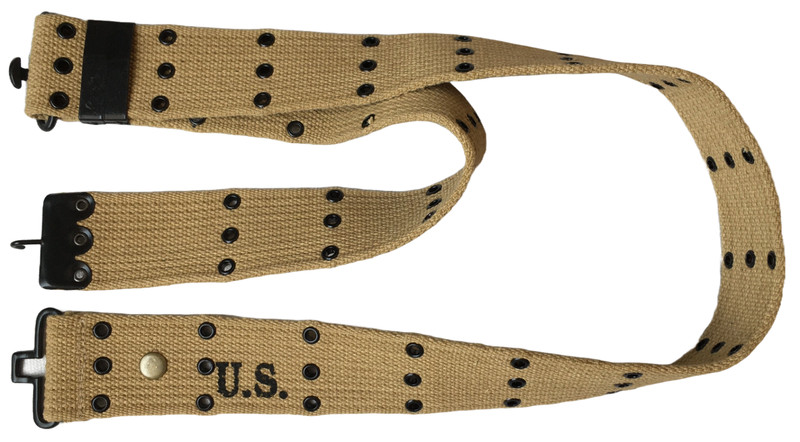 U.S. Army Original WWII M1936 Webbing Canvas Pistol Belt Reproduction Khaki gallery