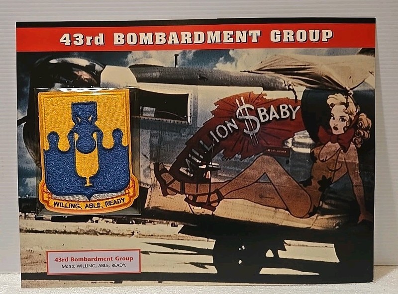 WWII Emblems Of Air War Patch 43rd Bombardment Group “Willing, Able, Ready”